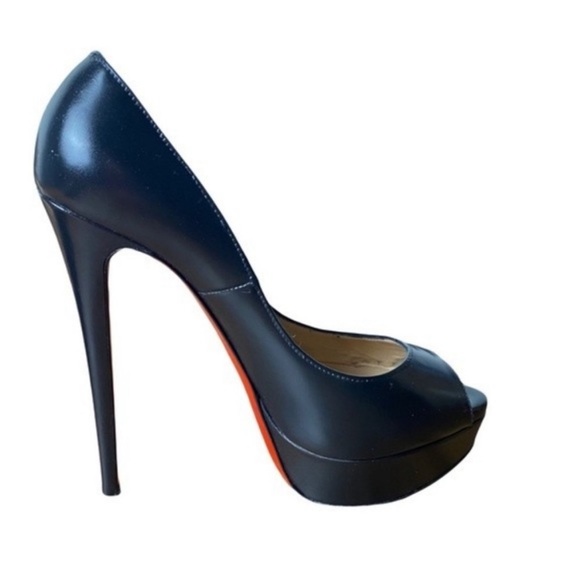 Christian Louboutin Black Lady Peep Heels Platform Peep Toe Stilettos Size 8 - Picture 3 of 16
